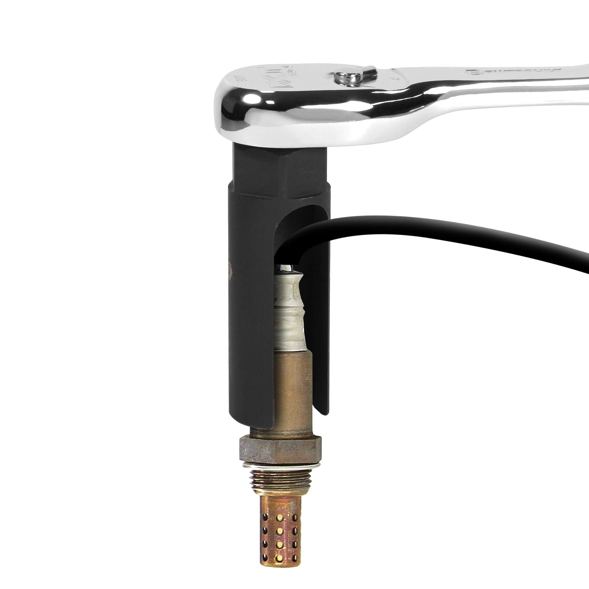 1/2-Inch Drive Powerbuilt x 7/8-Inch (22mm) Oxygen Sensor Socket, 6 Point O2 Sensor Remover Tool with Side Wire Gate, Chrome-Vanadium Steel made - 648442