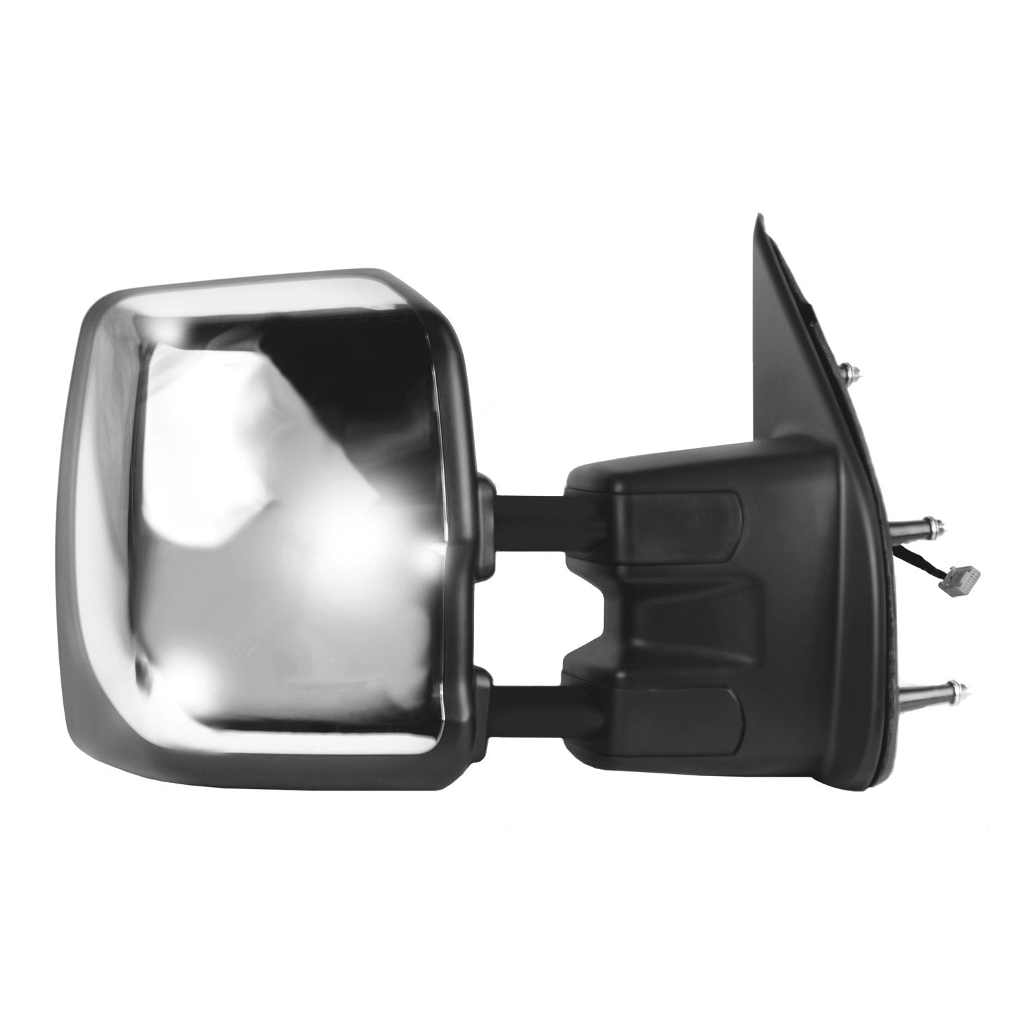 68123N Fit System Passenger Side Towing Mirror for Nissan NV 1500, 2500, 3500, extendable, Textured Black w/Chrome Cover, Dual Lens, Foldaway, Heated Power