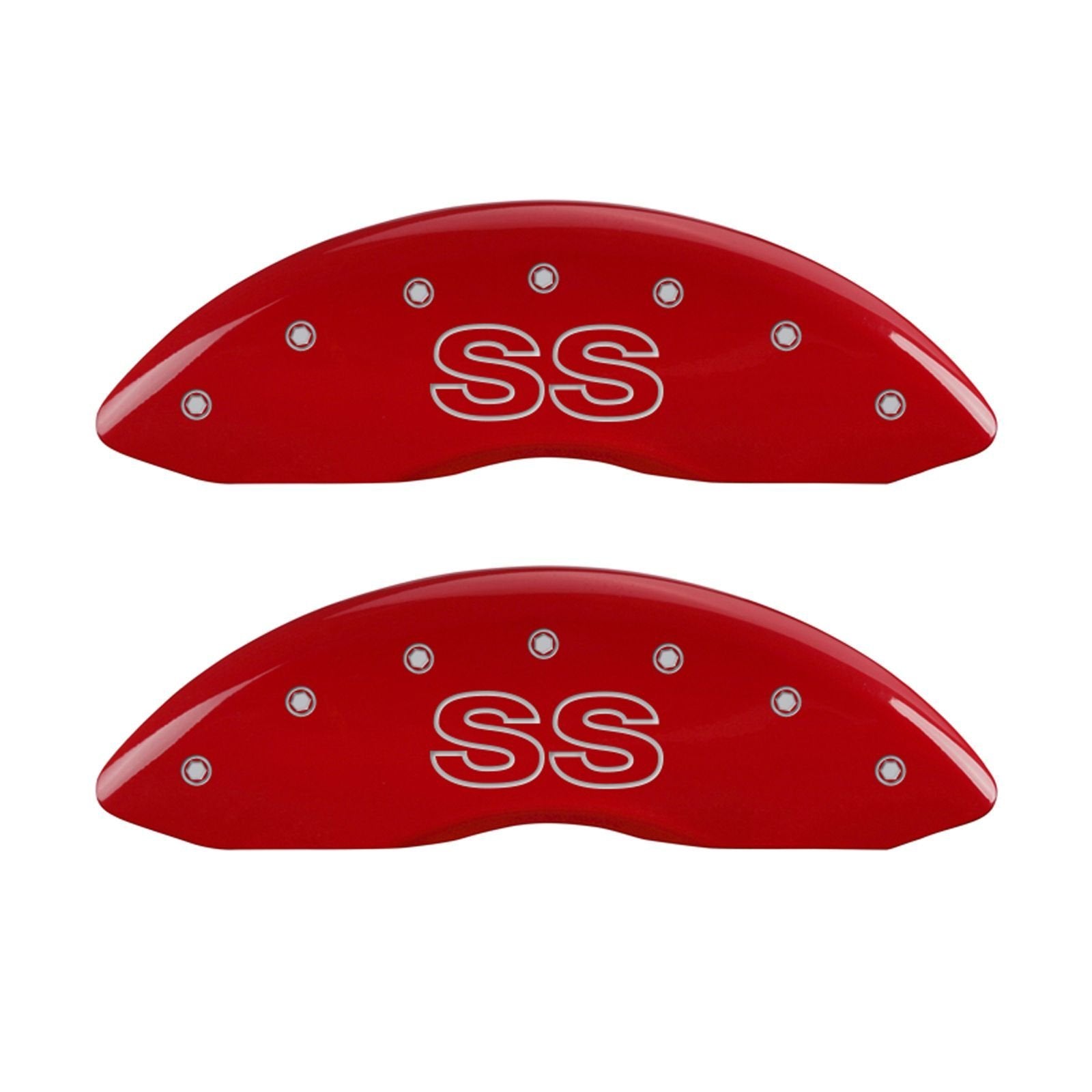 Caliper Covers MGP 14027SSSCRD with Red Powder Coat Finish, (Set of 4)