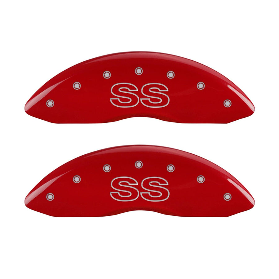 Caliper Covers MGP 14027SSSCRD with Red Powder Coat Finish, (Set of 4)