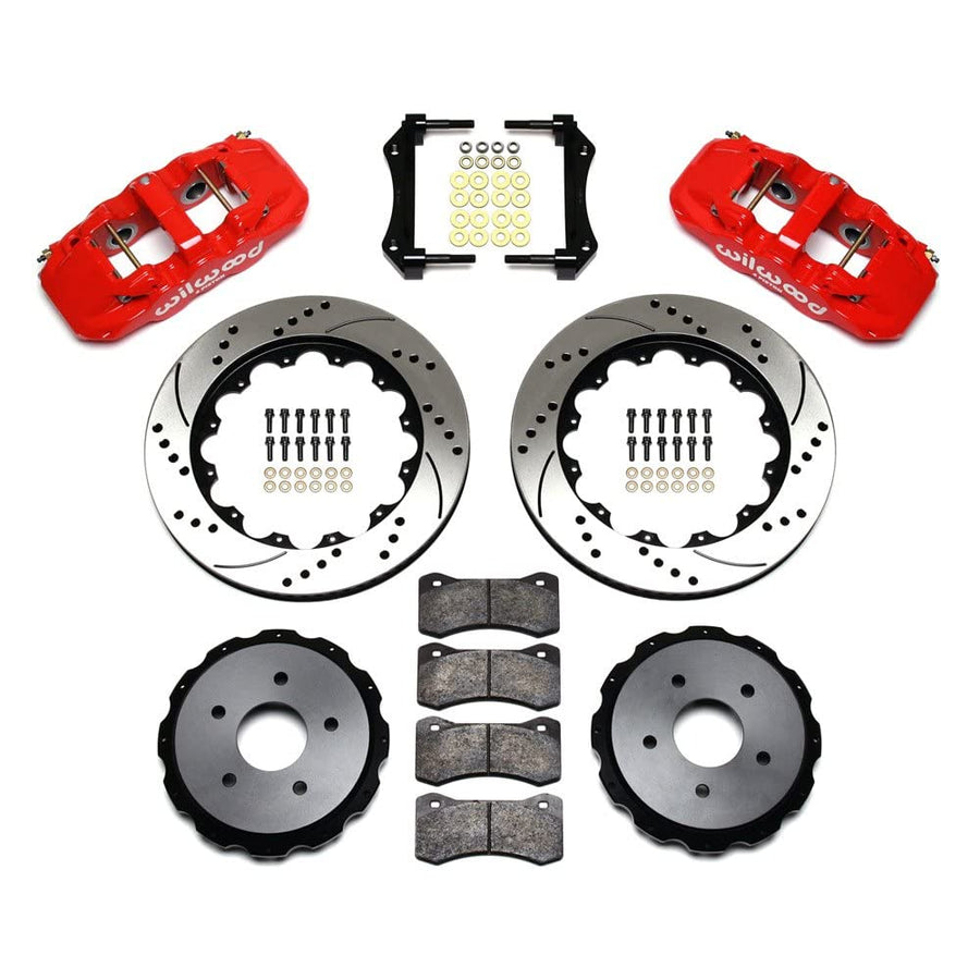 Wilwood Rear AERO4 Kit 14.00in Drilled Red 97-04 Corvette C5/Z06 05-13 C6