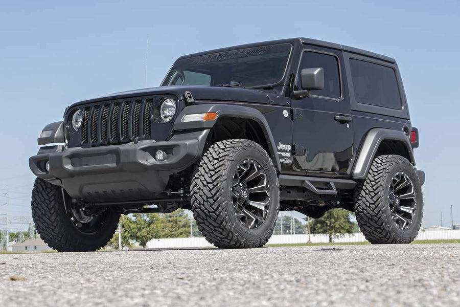 Rough Country Nerf Steps Wheel to Wheel for 2018-2022 Jeep Wrangler JL - 90761 Black