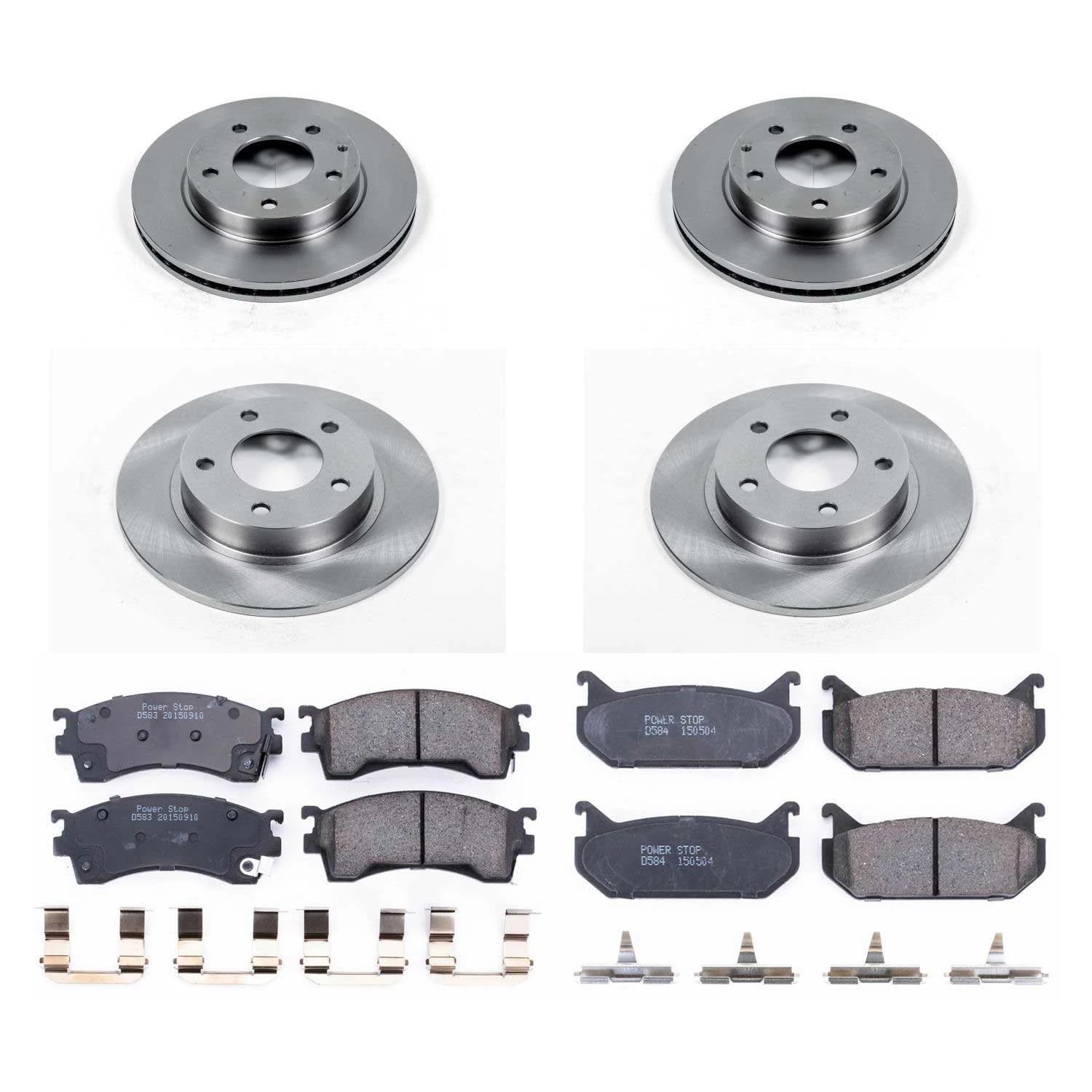 POWERSTOP Autospecialty KOE783 Front and Rear Replacement Brake Kit-OE Brake Rotors & Ceramic Brake Pads