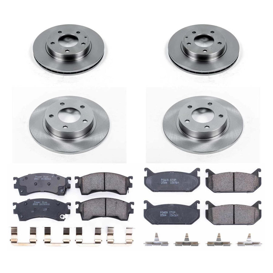 POWERSTOP Autospecialty KOE783 Front and Rear Replacement Brake Kit-OE Brake Rotors & Ceramic Brake Pads