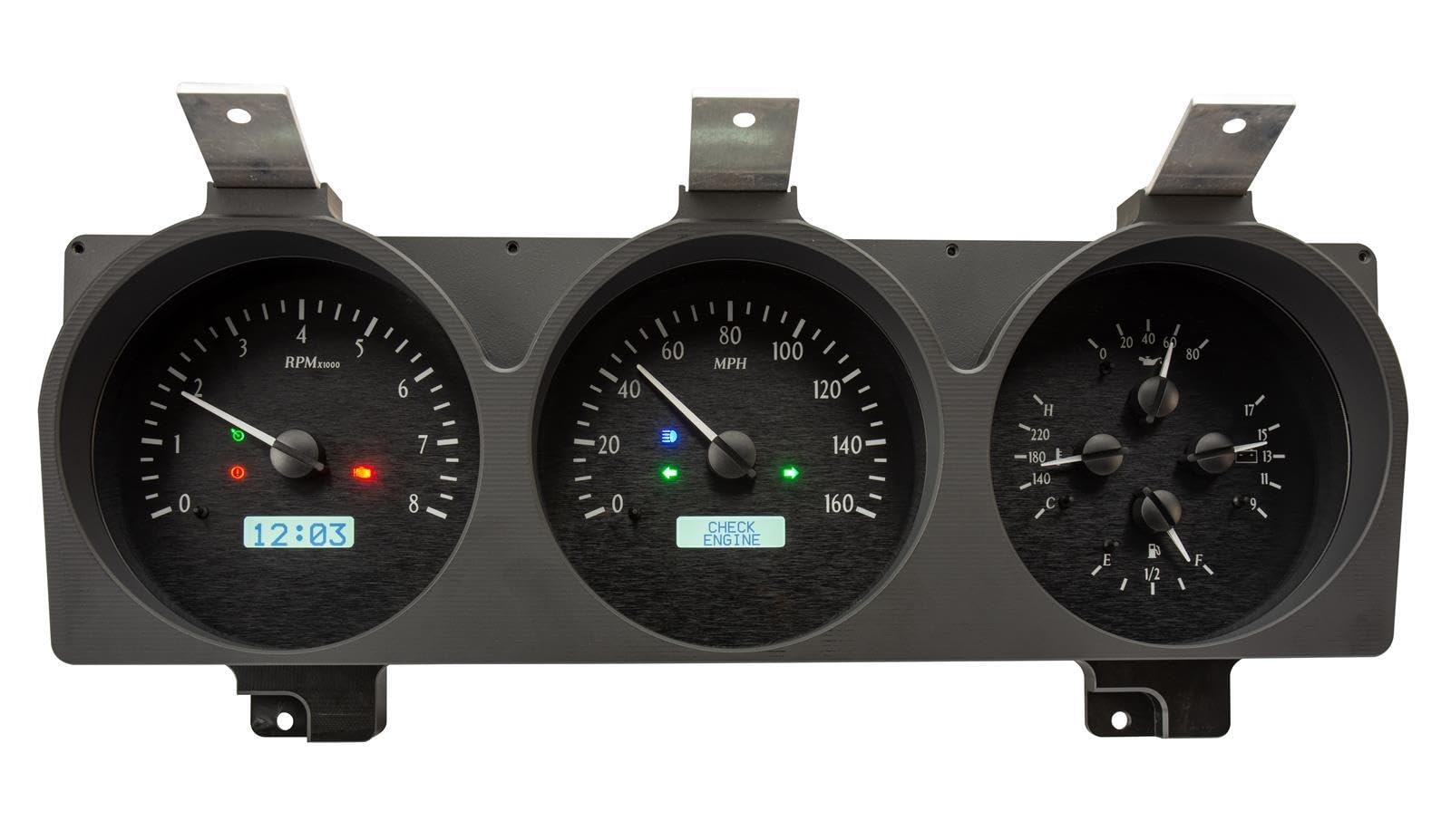 Dakota Digital VHX-81D-PU-K-W Gauge System Analog Dash Compatible with 1981-93 Dodge Full-Size Truck and Ramchargers, Black Alloy Style, White Backlighting