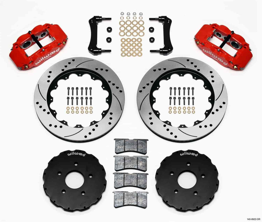 Wilwood Superlite Narrow 6R Front Hat Kit 14.00in Drill Red 2005-up Corvette C6