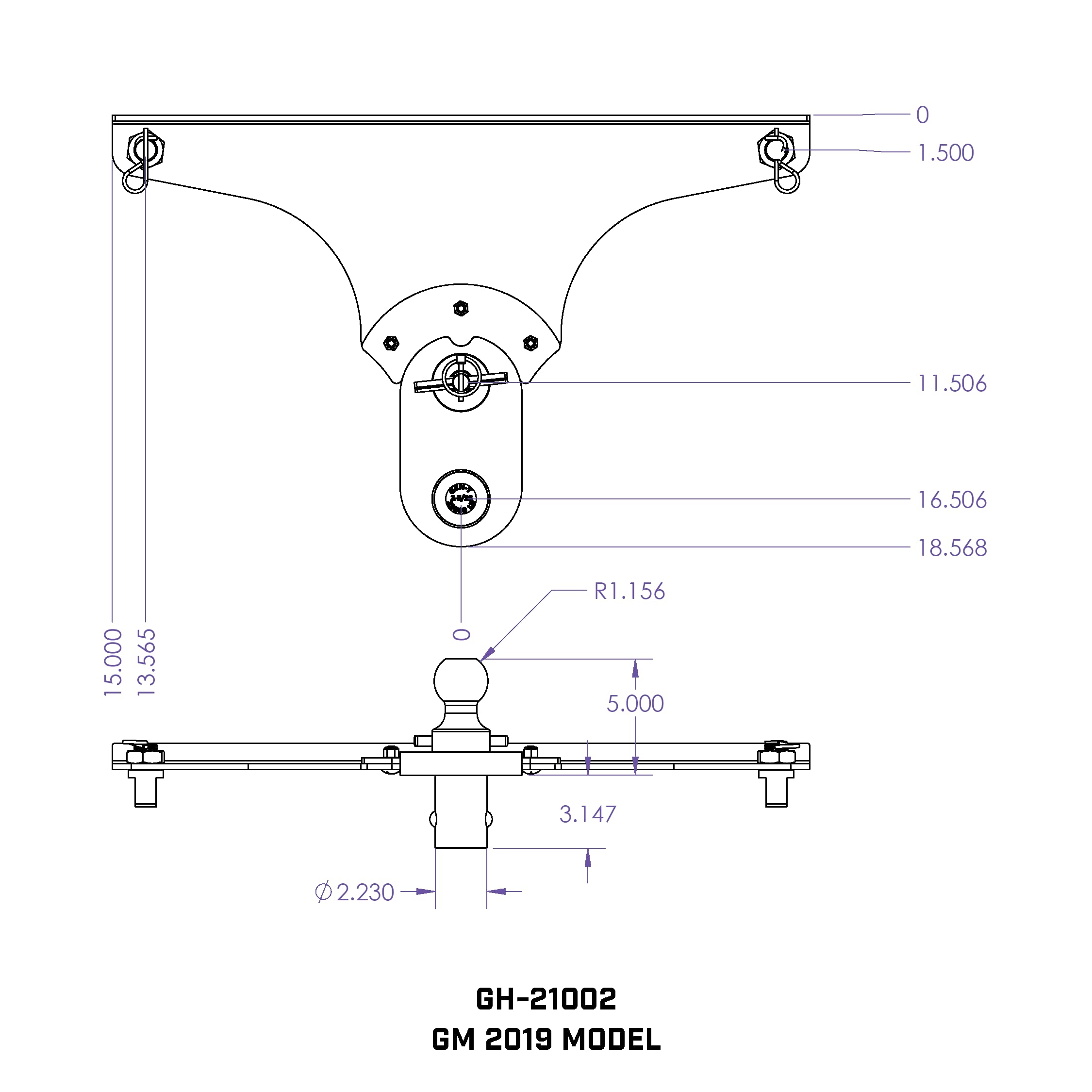 5" Offset GEN-Y GoosePuck Ball for OEM Puck Mount System fits 2019 Chevy and GMC Long Bed Trucks - 25,000 LB Towing Capacity