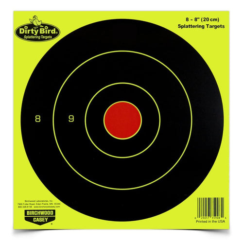 Birchwood Casey Bull's-Eye Yellow Dirty Bird Splattering Targets Practice Shooting for Indoor and Outdoor Use, 8" - 8 Targets