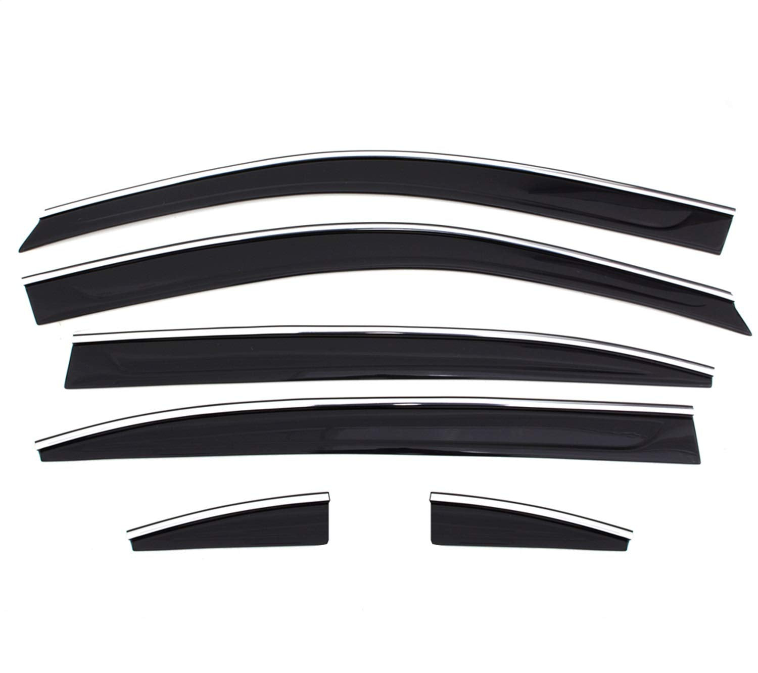 AVS Low Profile Rain Guards for 2014-2020 Nissan Rogue | Window Vent Visors, Smoke w/Chrome Trim, 4 pcs. - 794014