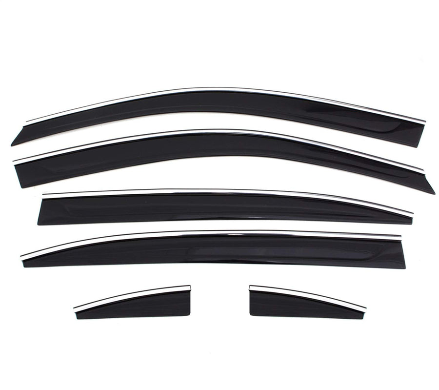 AVS Low Profile Rain Guards for 2014-2020 Nissan Rogue | Window Vent Visors, Smoke w/Chrome Trim, 4 pcs. - 794014