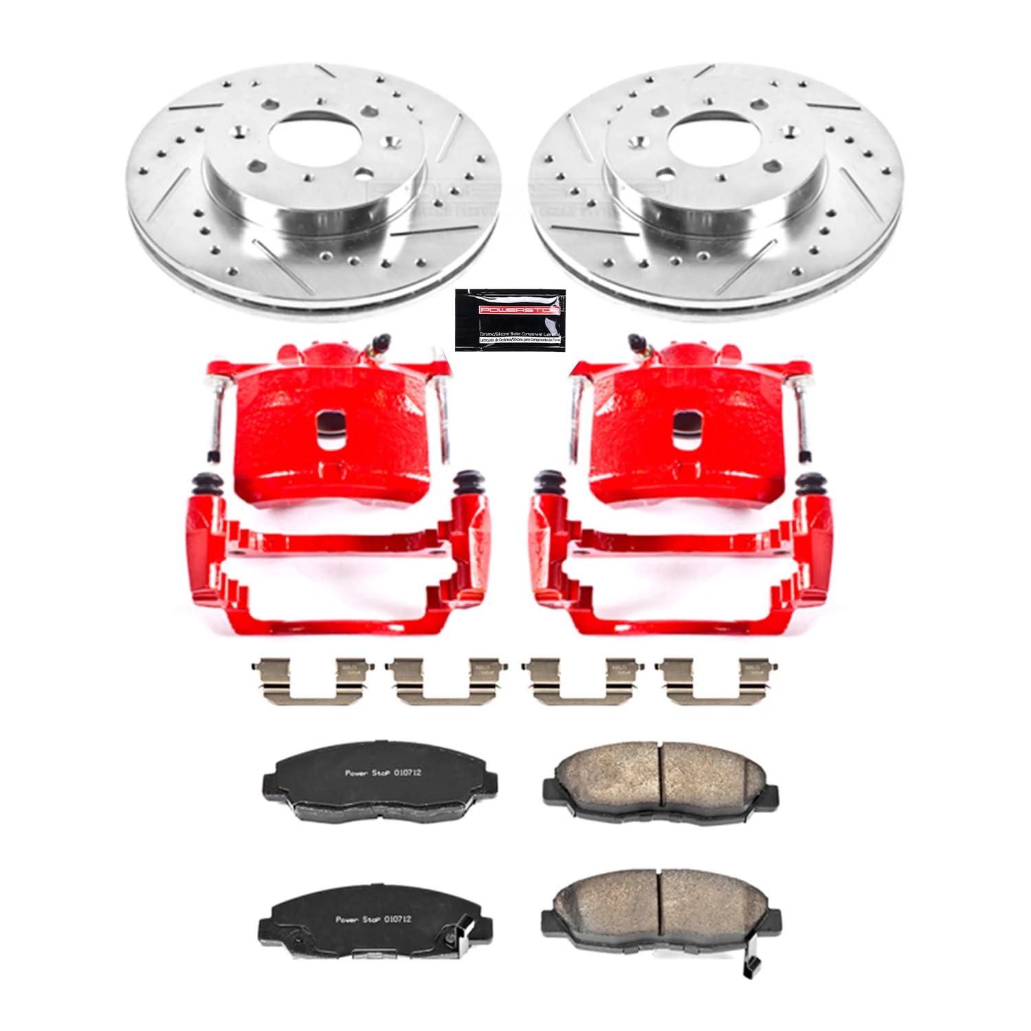 Power Stop 1-Click Performance Brake Kit KC690A with Caliper For Honda Civic 2001-2005 [Model Specific]