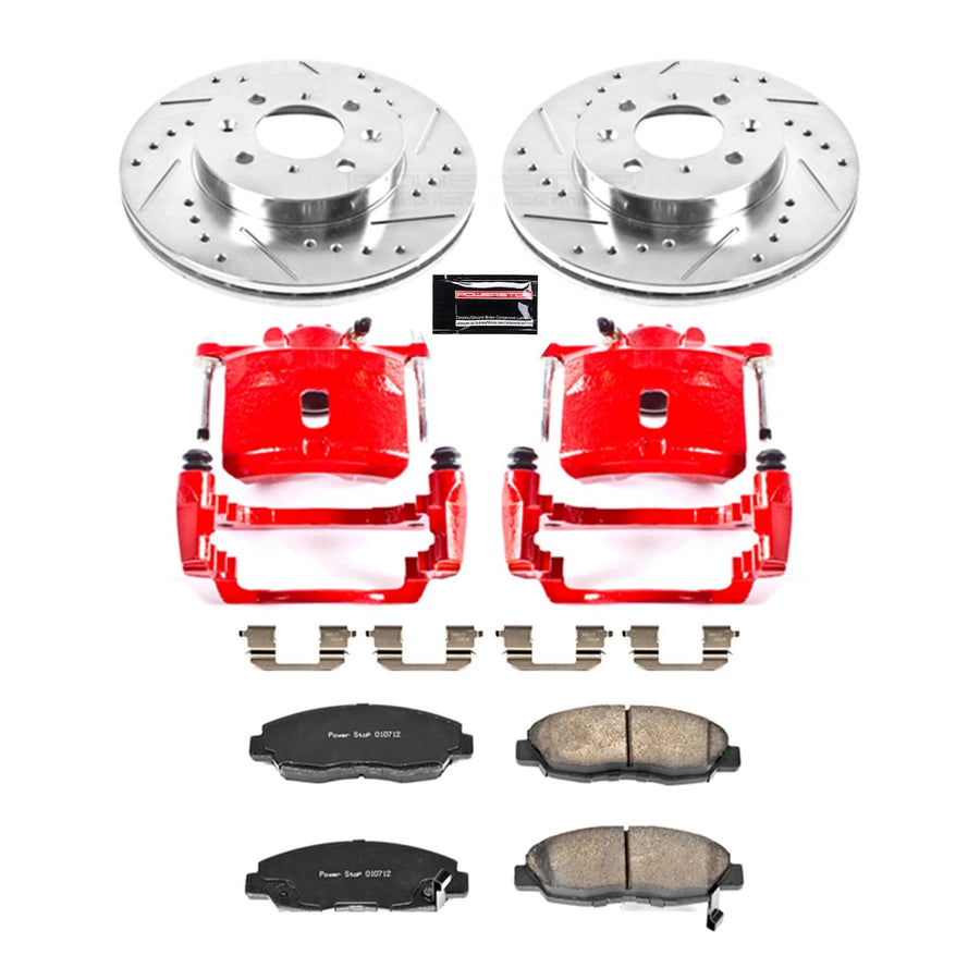 Power Stop 1-Click Performance Brake Kit KC690A with Caliper For Honda Civic 2001-2005 [Model Specific]