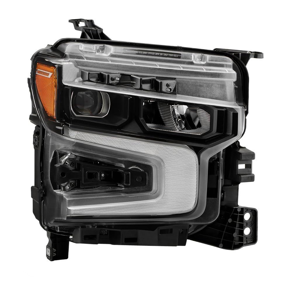 Chevy Silverado 22-24 1500 (Trail Boss RST W/Rally Edition) Spyder (POE) LED Reflector with LED Signature DRL and Amber Tracer Animation Black Bezel Headlight - OE Black Right