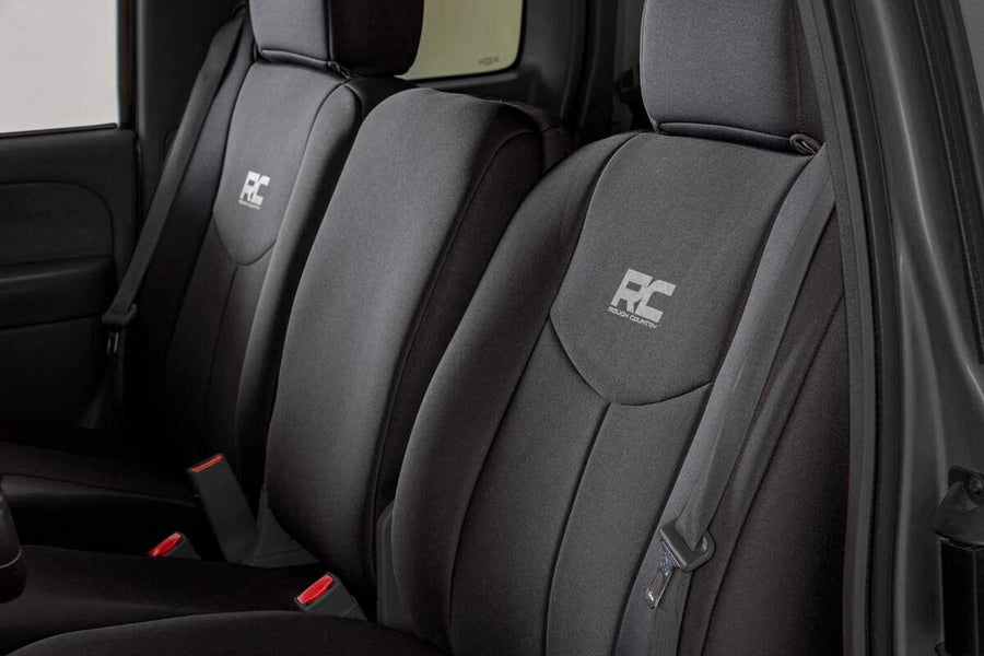 Rough Country Front Seat Covers Neoprene for Chevy Silverado & GMC Sierra 1500 (1999-2006) - Waterproof & UV Resistant, Foam Padded, Front Seat Cover Set