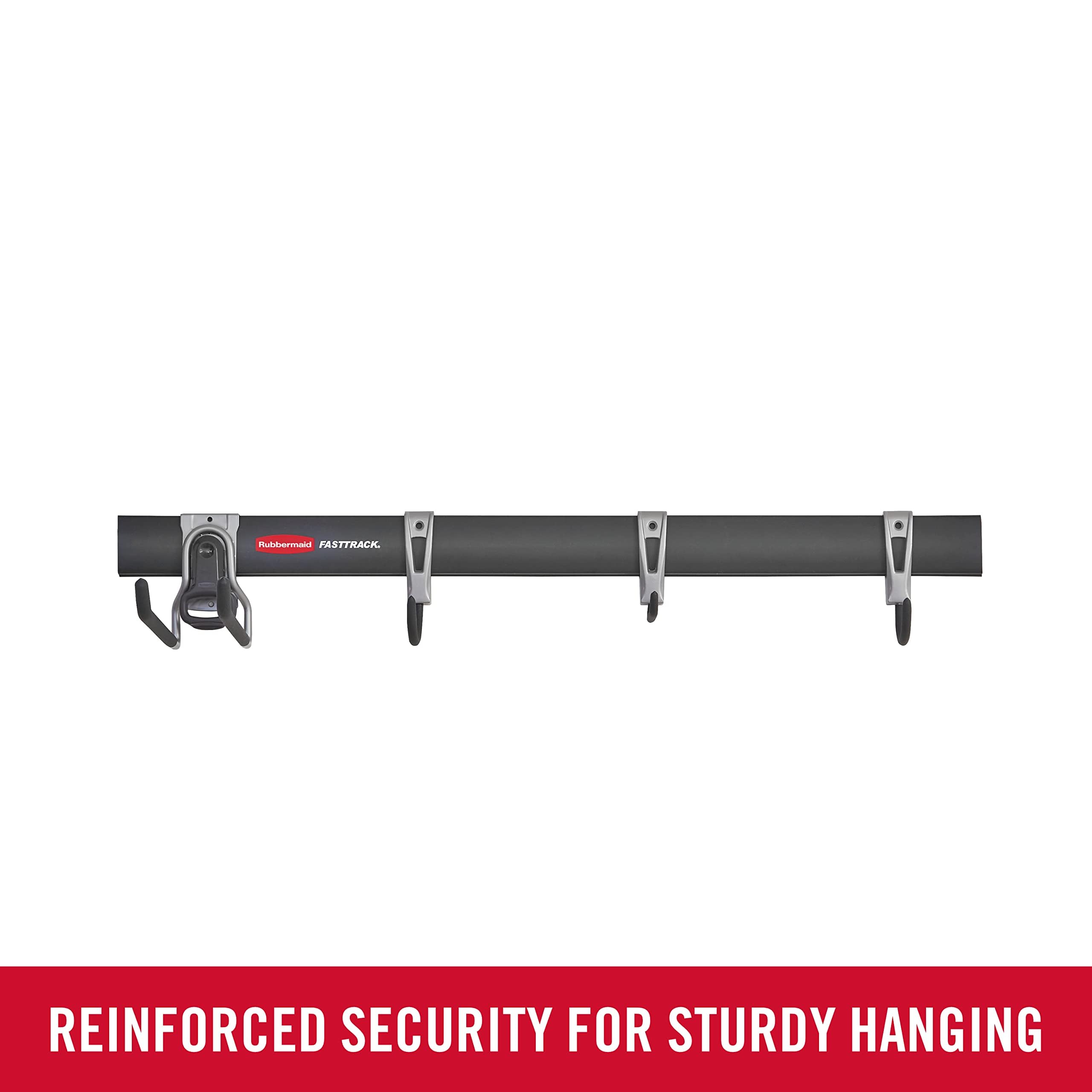 Rubbermaid FastTrack Garage Storage Utility Hooks All in One 5 Piece Black Kit and Tool Organizer Heavy Duty for Home/Garage/Shed/Garden