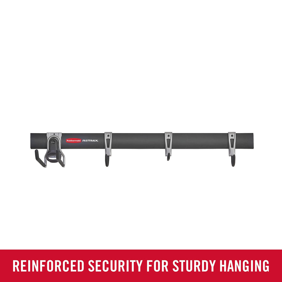 Rubbermaid FastTrack Garage Storage Utility Hooks All in One 5 Piece Black Kit and Tool Organizer Heavy Duty for Home/Garage/Shed/Garden