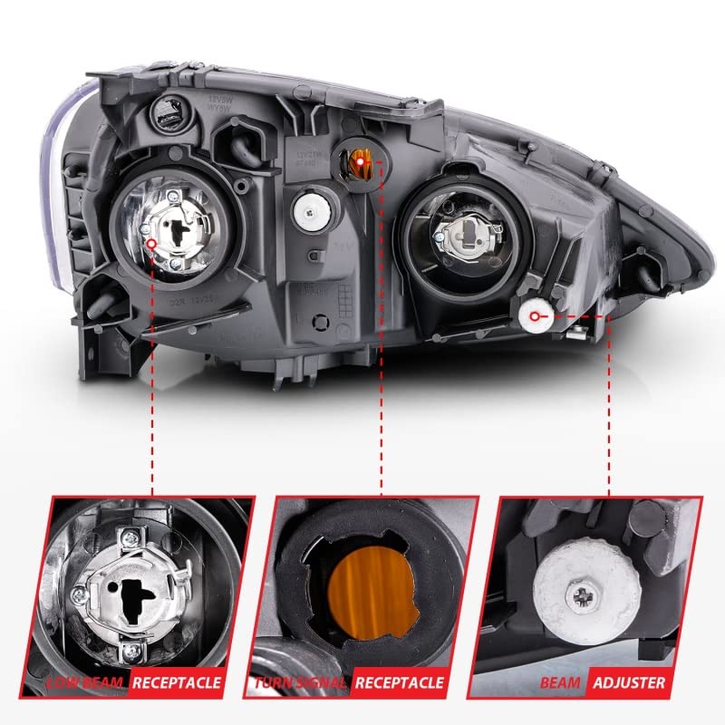 Crystal ANZO USA Headlight Set-Black 121209