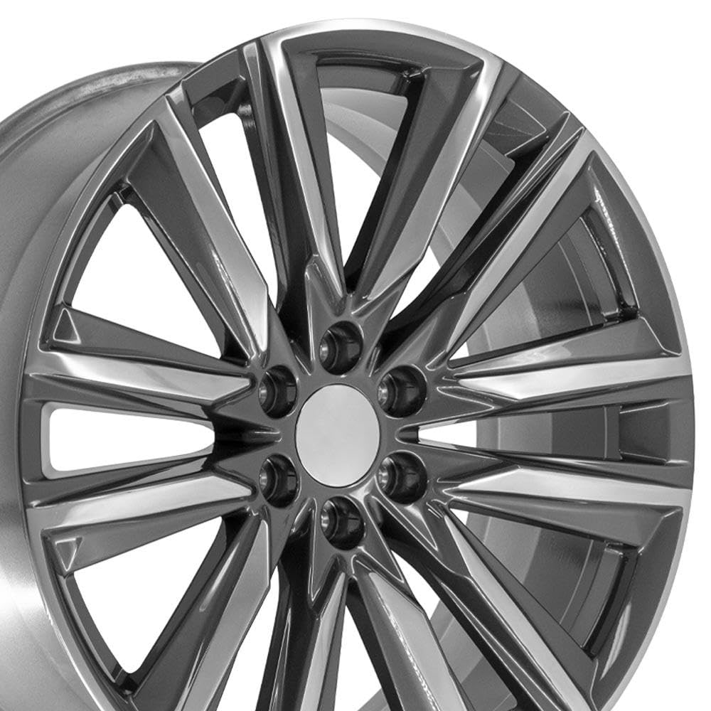24 Inch OE Wheels CA91 Rim Fits Escalade Sport Style 6x139.7 24x10 Gloss Gunmetal with Polished Face - Hollander 4869 (1)