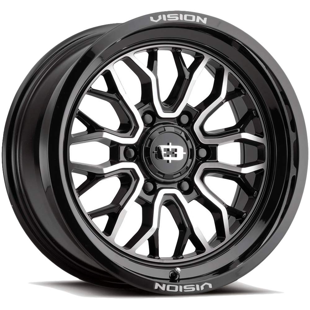 402 RIOT Vision Custom Wheel - 24x12, -51 Offset, 6x139.7 Bolt Pattern, 106.2mm Hub - Gloss Black with Machined Face Rim