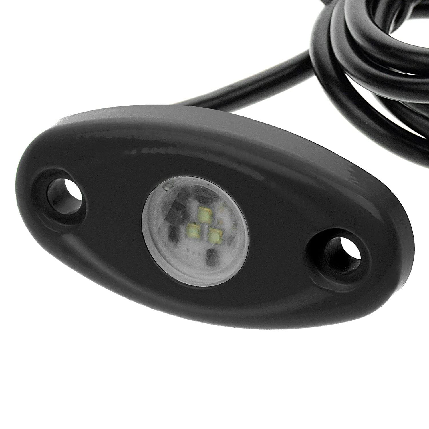 High Intensity T-H Marine Oval LED | Boat Courtesy/Rock Light for Overhead Deck Lighting or Trailer Lights | Black Housing - RGB LED
