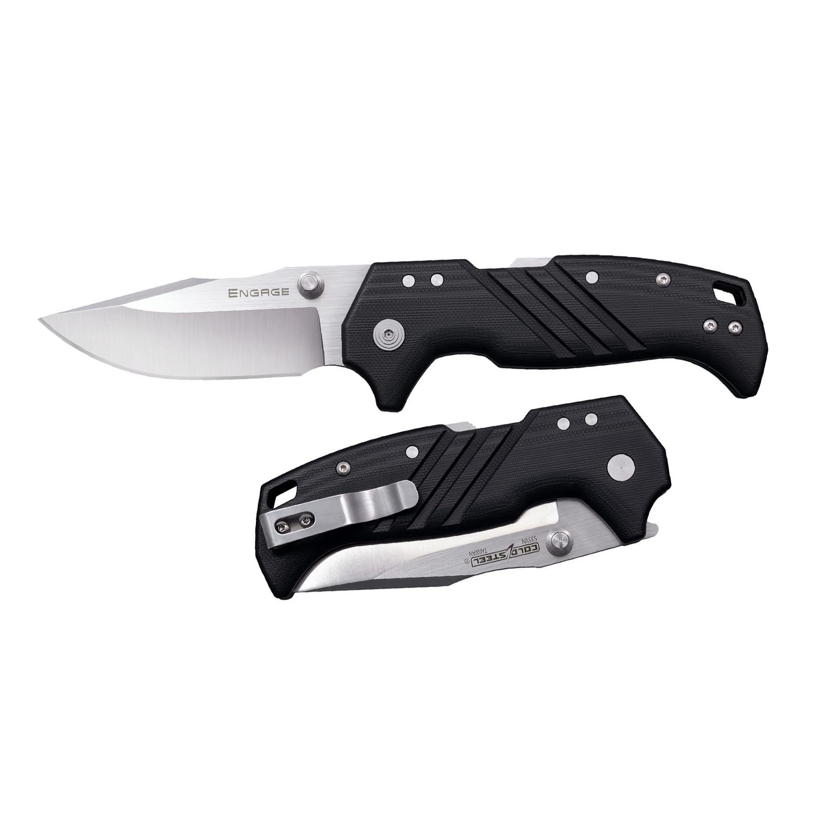 COLD STEEL 3.5" Engage Razor-Sharp S35VN Clip Point Blade 4.7" G-10 Handle Everyday Carry Pocket Folding Knife w/Atlas Lock Mechanism
