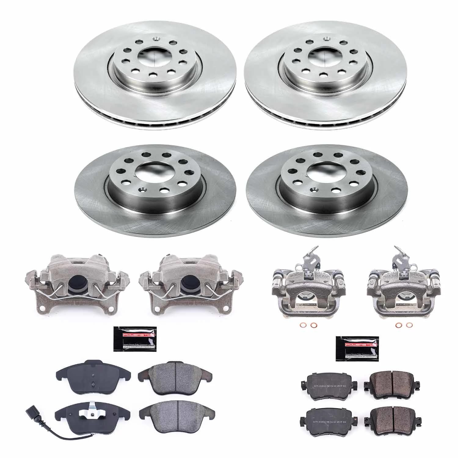 Power Stop KCOE7501 Front and Rear Caliper Kit-OE Rotors, Ceramic Brake Pads, Autospecialty For Volkswagen Passat 2015-2020 [Model Specific]