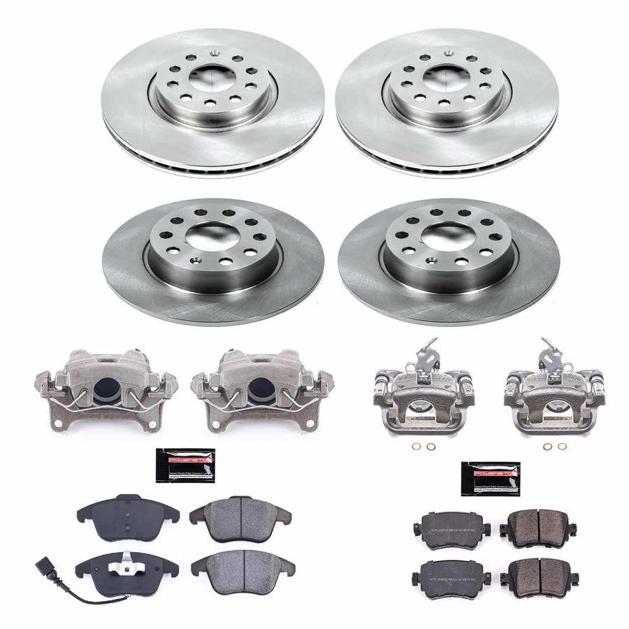 Power Stop KCOE7501 Front and Rear Caliper Kit-OE Rotors, Ceramic Brake Pads, Autospecialty For Volkswagen Passat 2015-2020 [Model Specific]