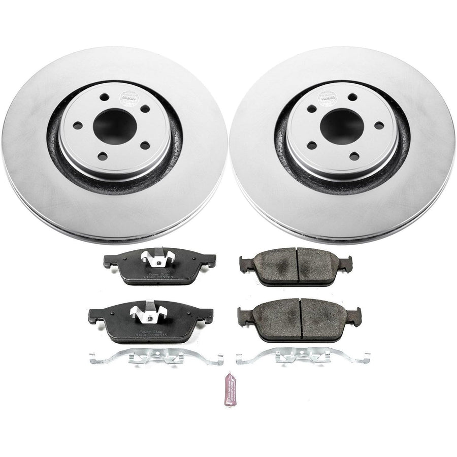 Coated Power Stop CRK7146 Brake Rotor and Ceramic Brake Pads- Front