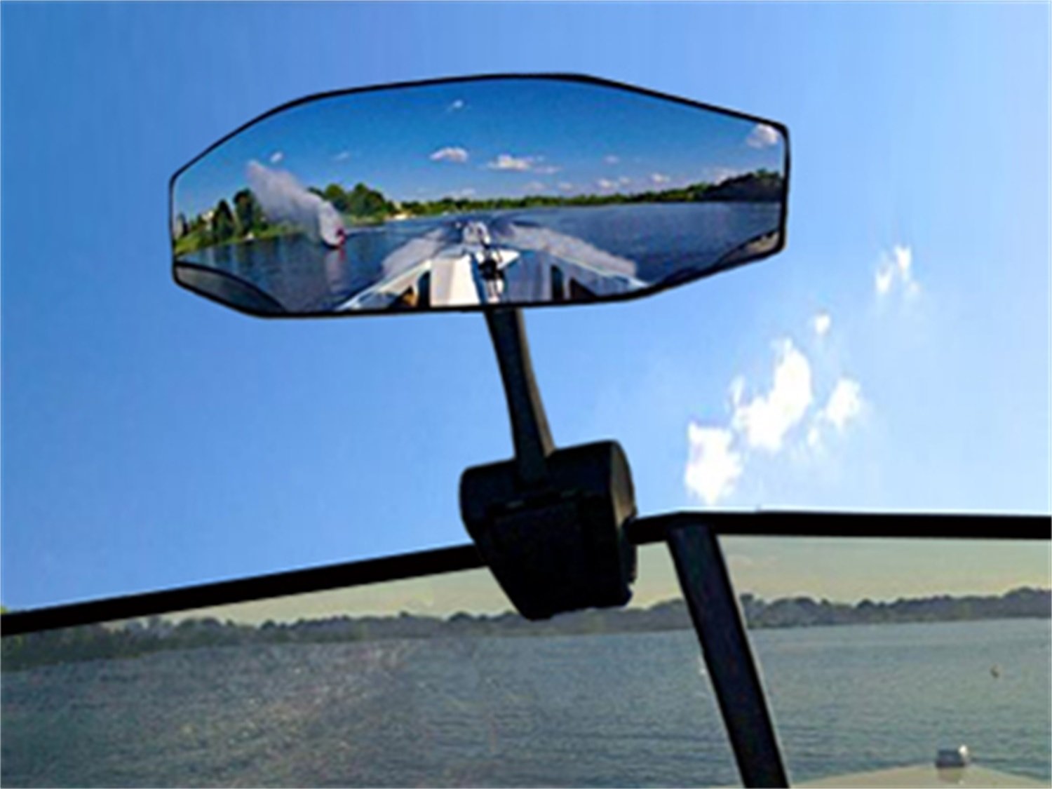 Black CIPA Vision 180 Degree Marine Mirror with Deluxe Cast Aluminum Cup Mounting Bracket