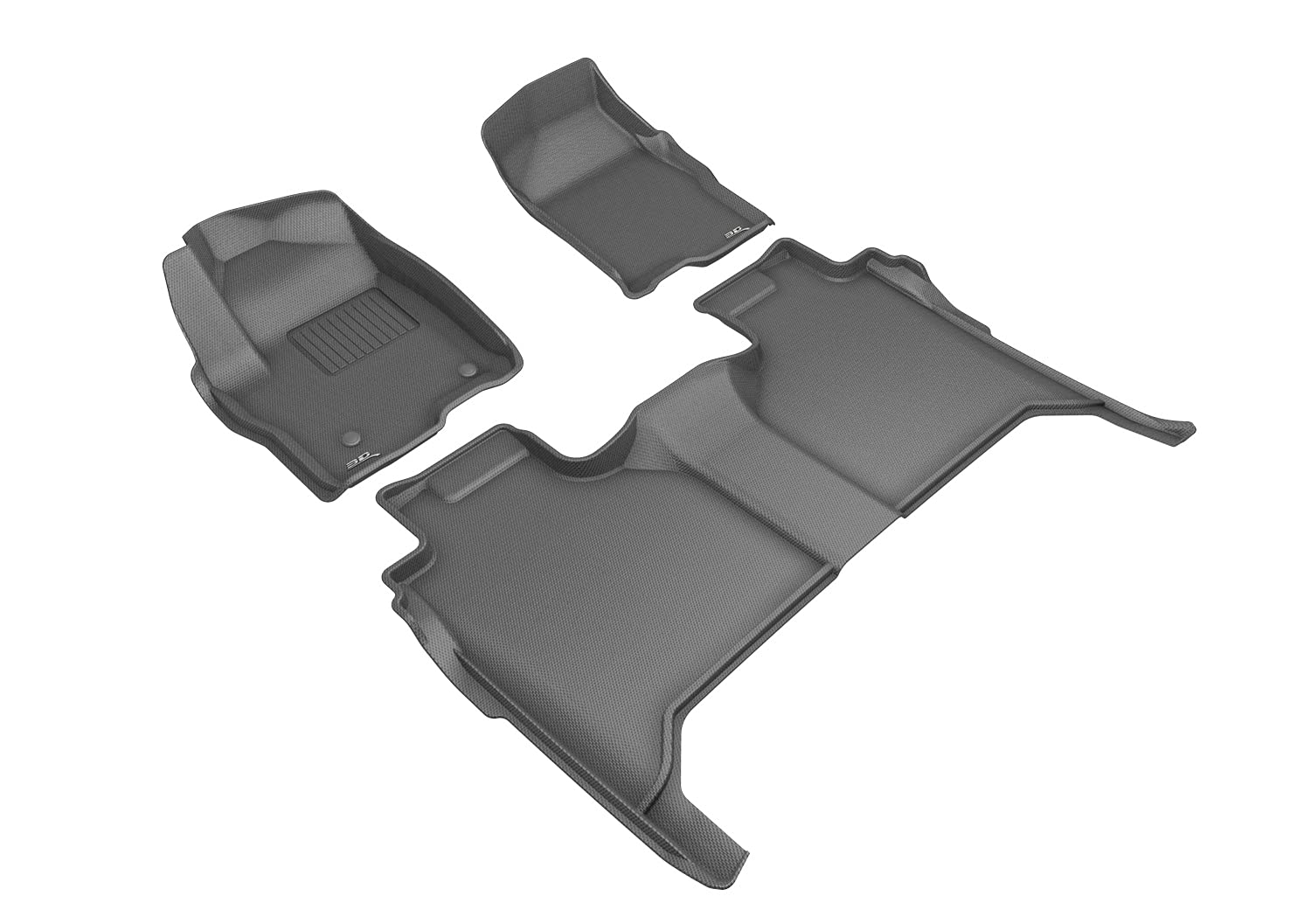 3D MAXpider Kagu Custom Fit Floor Mat (Gray) for 2019-2021 GMC/Chevrolet Sierra/Silverado 1500 Crew - 1ST Row 2ND Row
