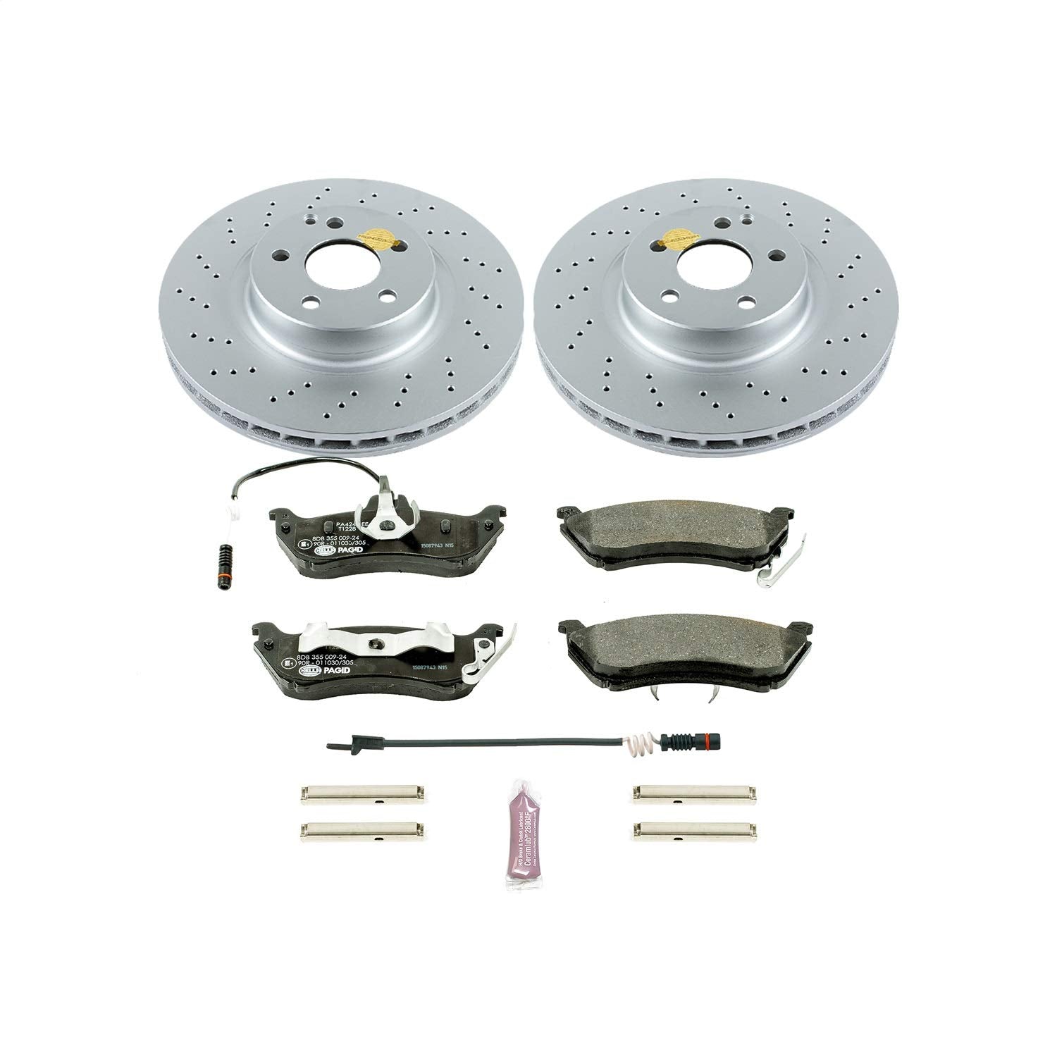 Euro-Stop Power Stop ESK5241 Brake Kit Front and 2 Front Sensor Wires Mercedes