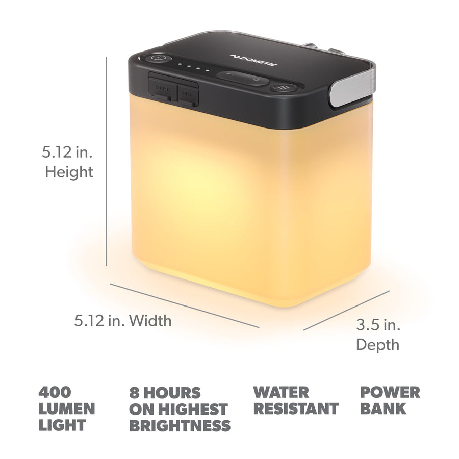 GO Dometic Area Camp Light | Multi-Use Outdoor Light | 8 Colors | Includes USB Charging Cord and Attachable Hook | 8 Hour Running Time | Bluetooth Enabled