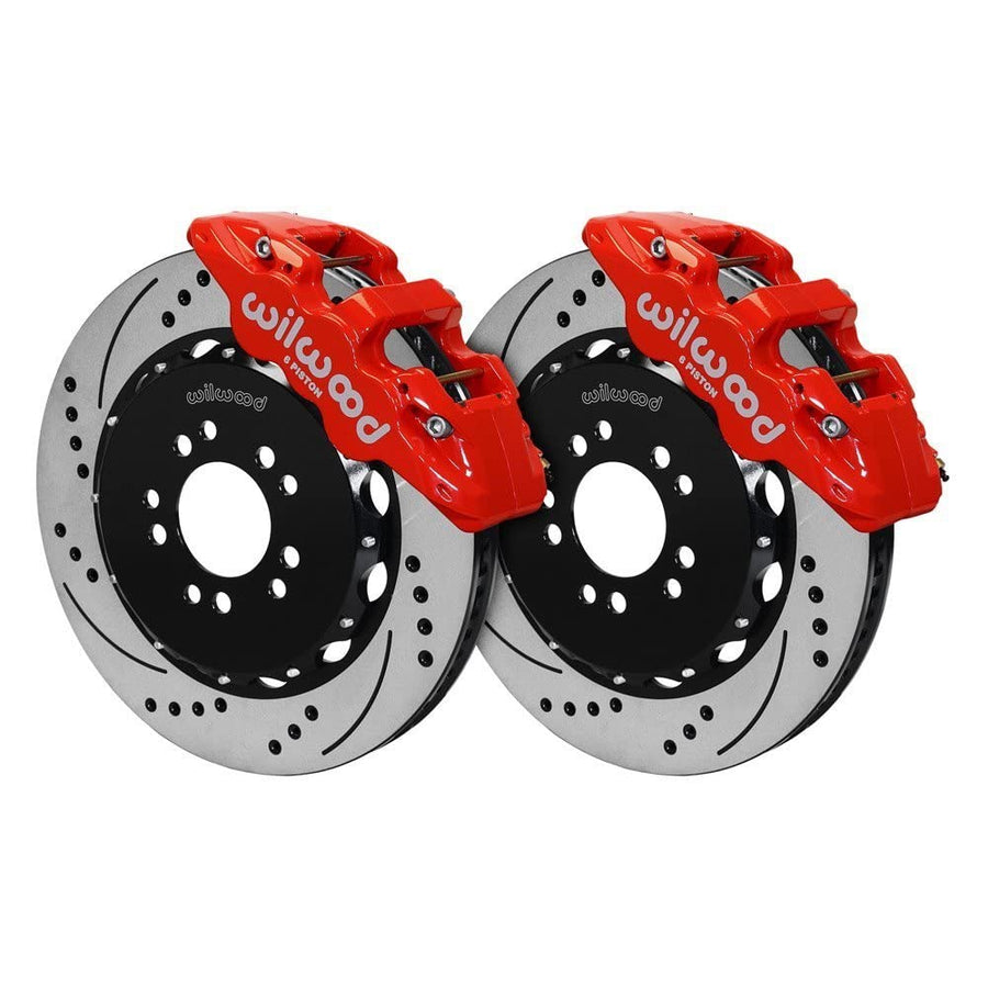 AERO6 Wilwood Front Hat Kit 14.25 Drilled Red 2014-Up Corvette C7 w/Lines
