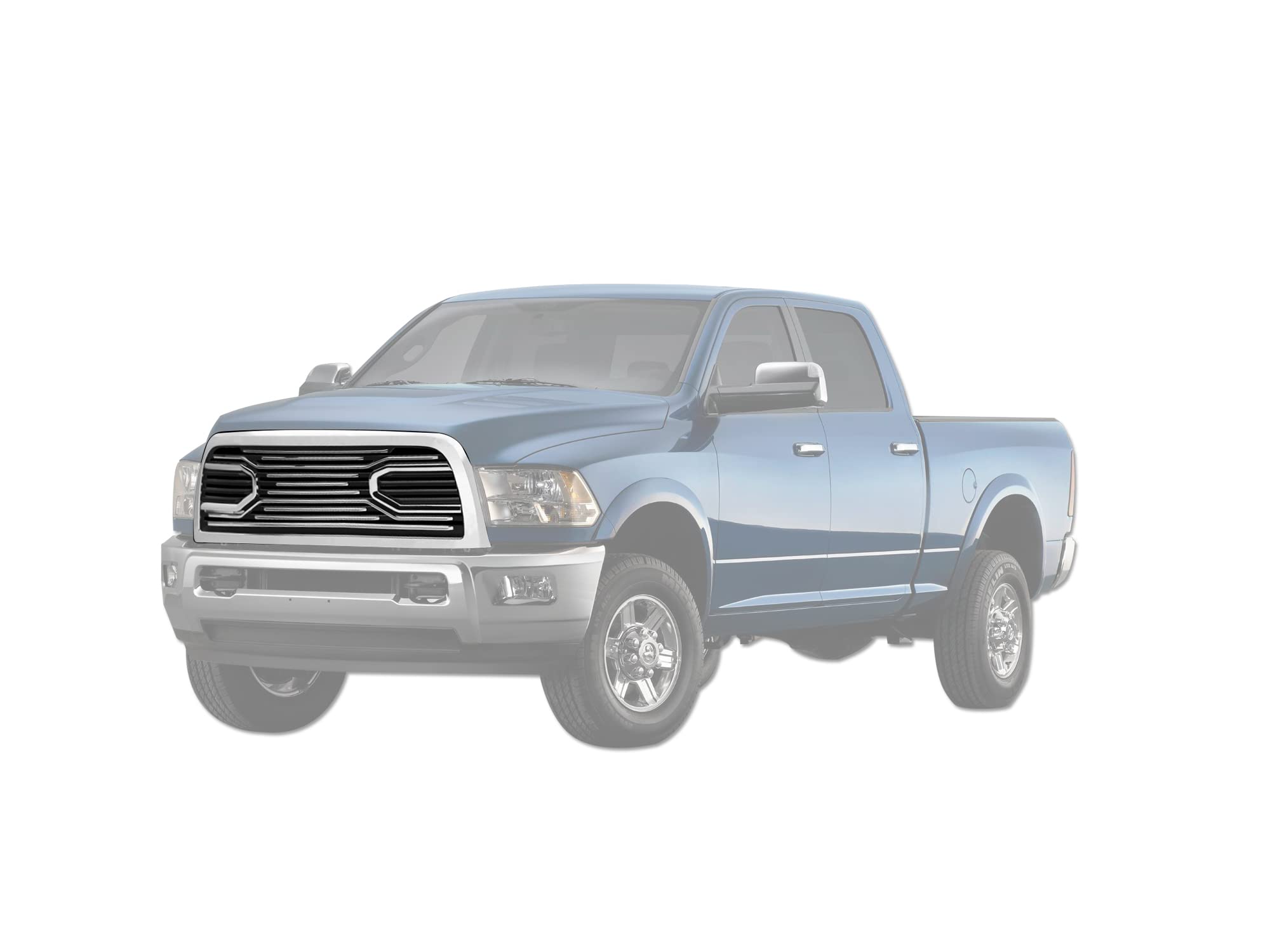 Big Horn Armordillo USA 7178434 Horizontal Front Hood Grille - Chrome Fits 2010-2018 Dodge Ram 2500/3500/4500