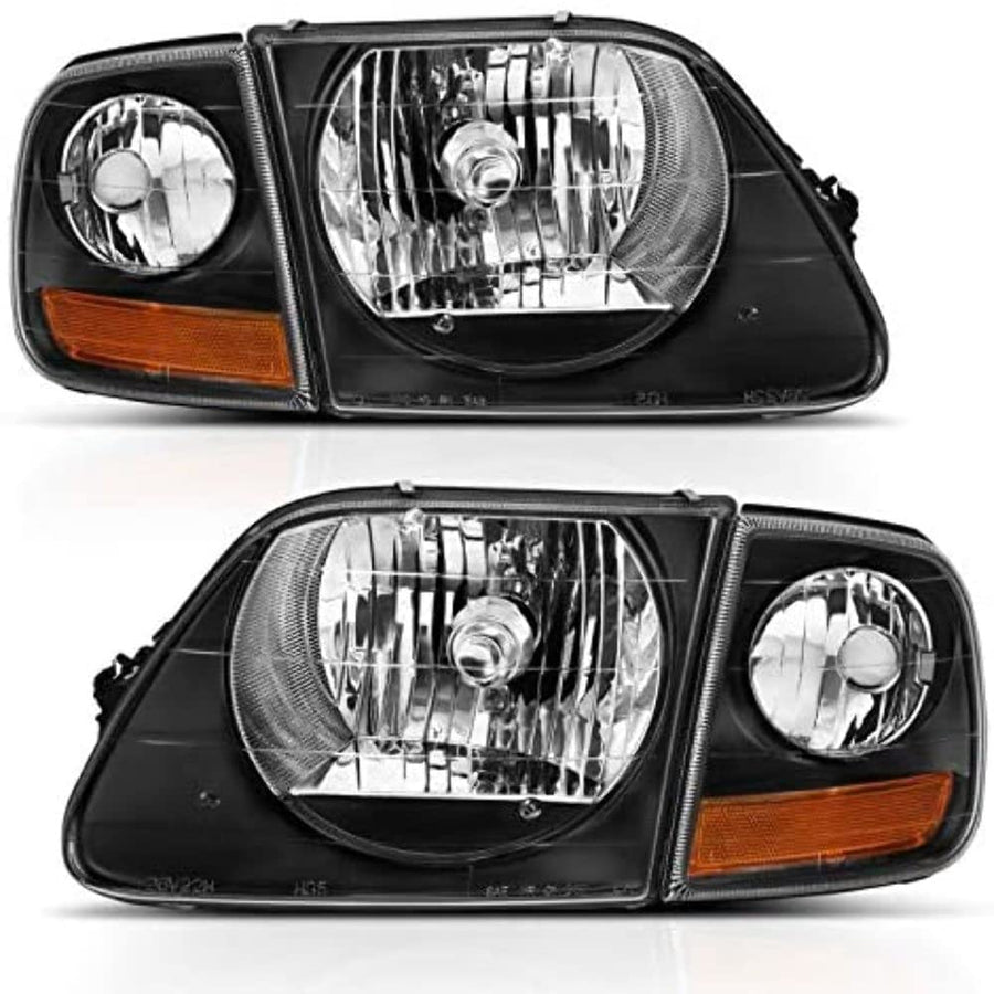 CRYSTAL FORD F-150 HEADLIGHTS BLACK W/PARKING LIGHTS 97-03