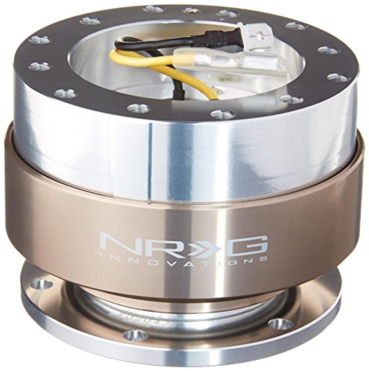 NRG Innovations 6-Holes Gen 1.5 Racing Steering Wheel Quick Release Adapter With Mounting Bolts, Titanium Chrome Ring, NRG-SRK-100TI