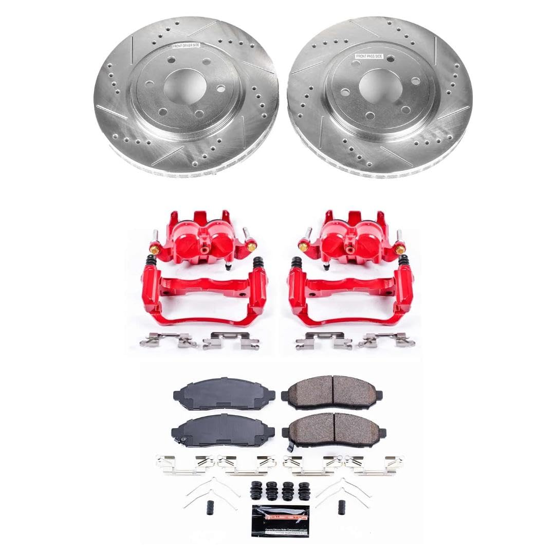 Power Stop Z23 KC8325, Front Brake Caliper Kit- Rotors, Carbon Ceramic Brake Pads, Calipers For Nissan Frontier 2016-2022 [Model Specific]