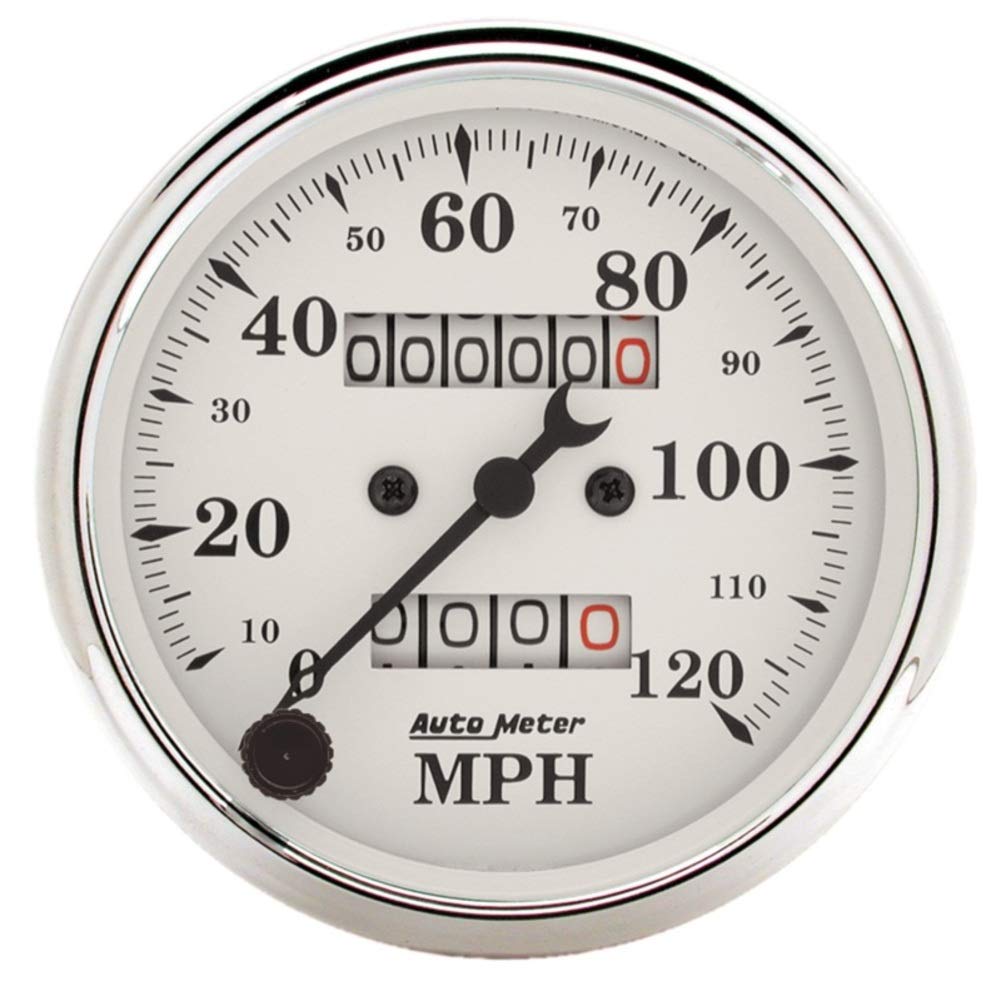 Auto Meter Speedometers Old Tyme White Series, 0-120 mph, 3 1/ 8 in., Analog, Mechanical, Each