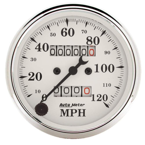 Auto Meter Speedometers Old Tyme White Series, 0-120 mph, 3 1/ 8 in., Analog, Mechanical, Each