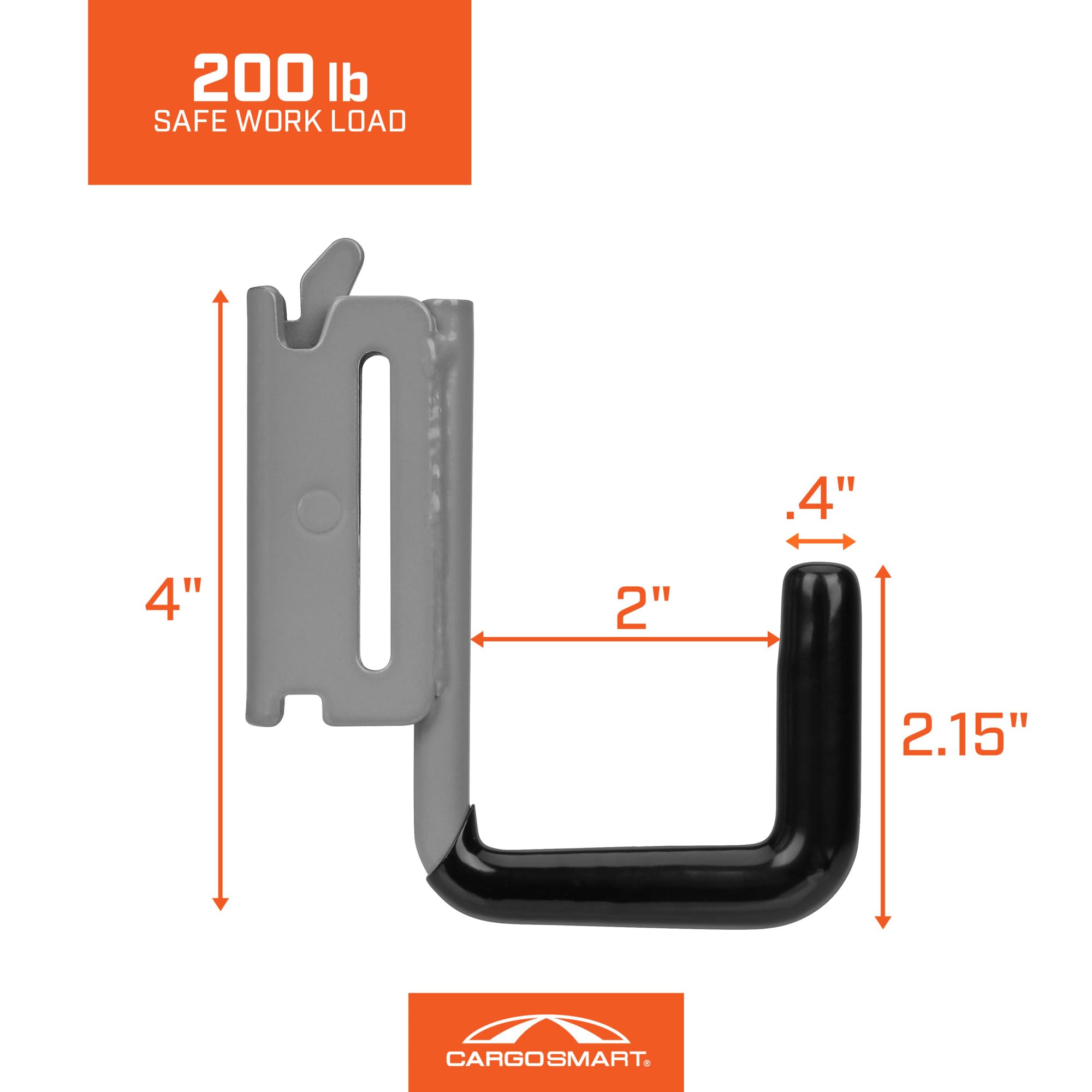 Grey Powder Coat Small Square Hook 1 Pk