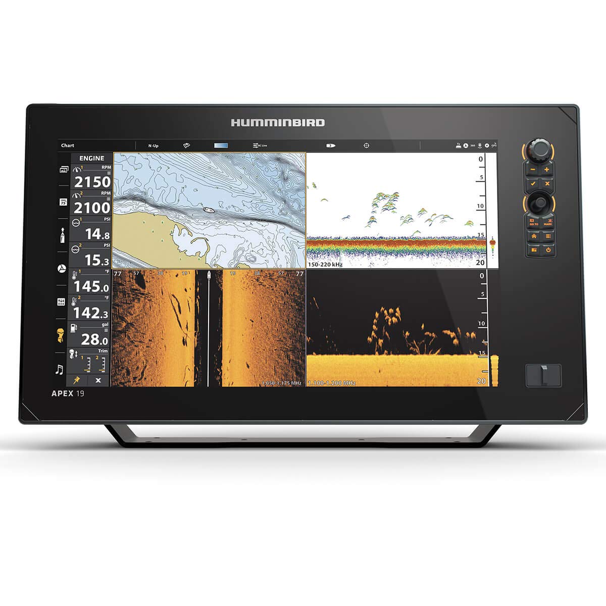 Humminbird APEX GPS 19 Fish Finder with Transducer, MEGA Side Imaging+ & HD Touchscreen