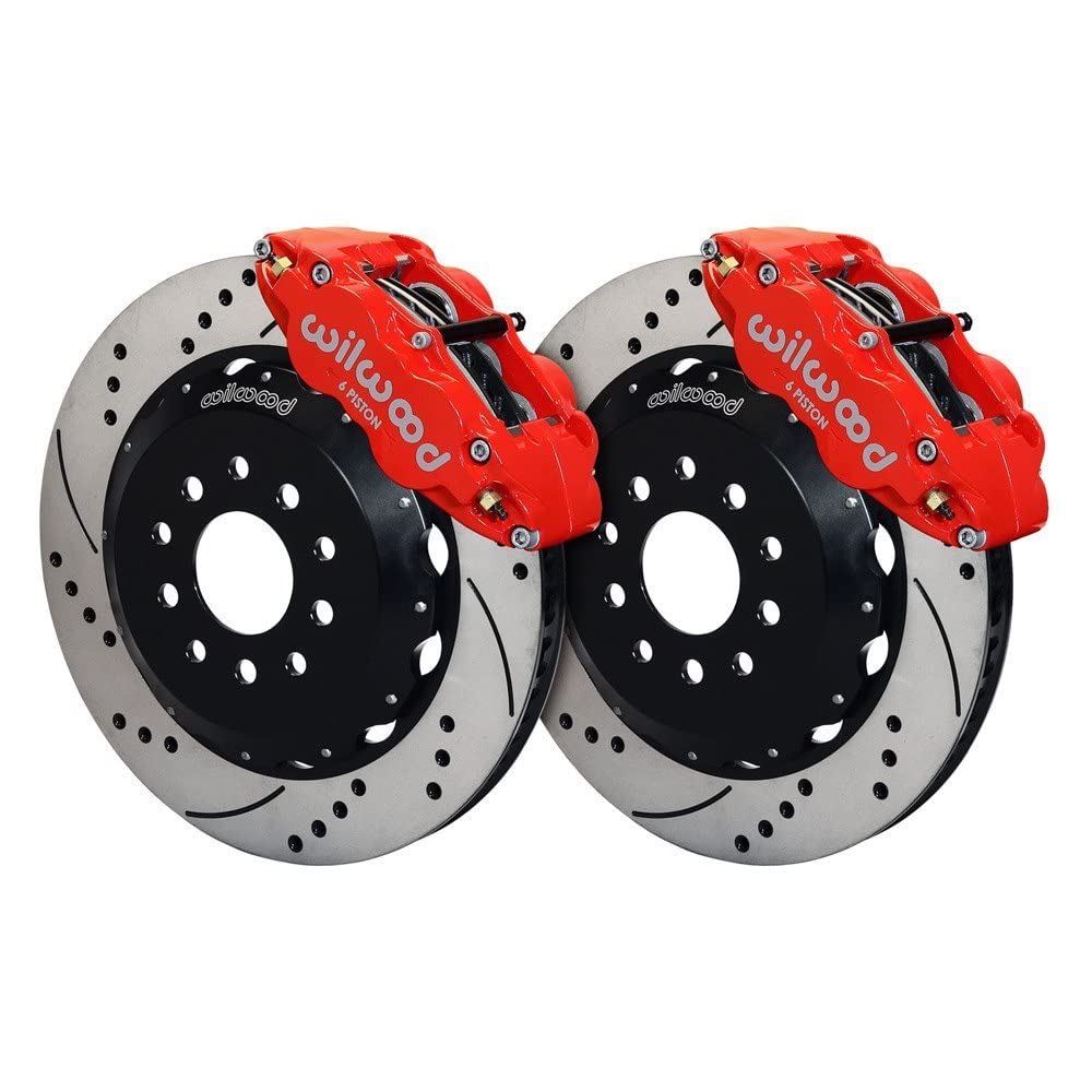 140-9298-DR WILWOOD FNSL6R Front Hat Kit,14.00", Drilled, Red 88-93 Corvette C4