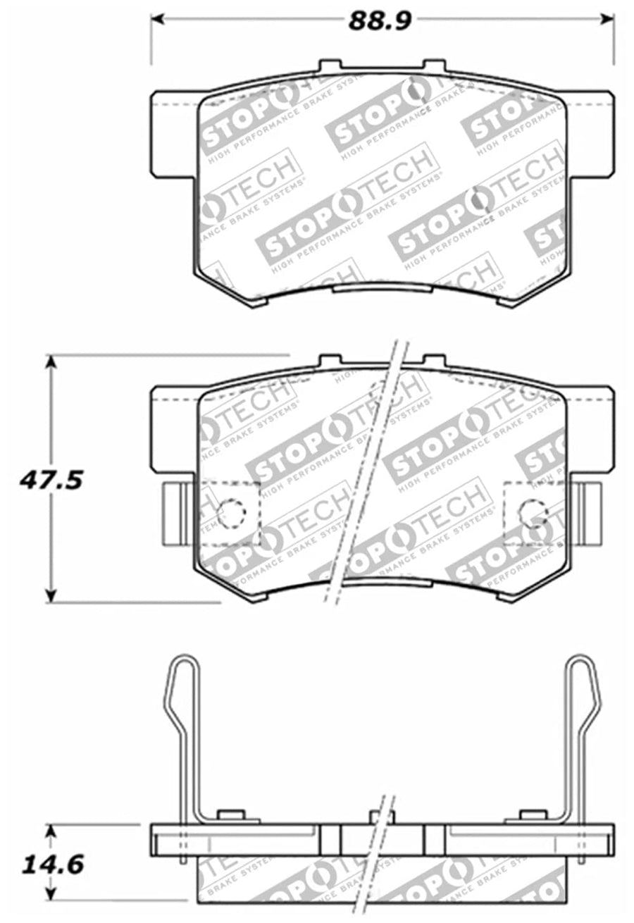 Rear StopTech 308.05370 Brake Pads with Shims and Hardware Street