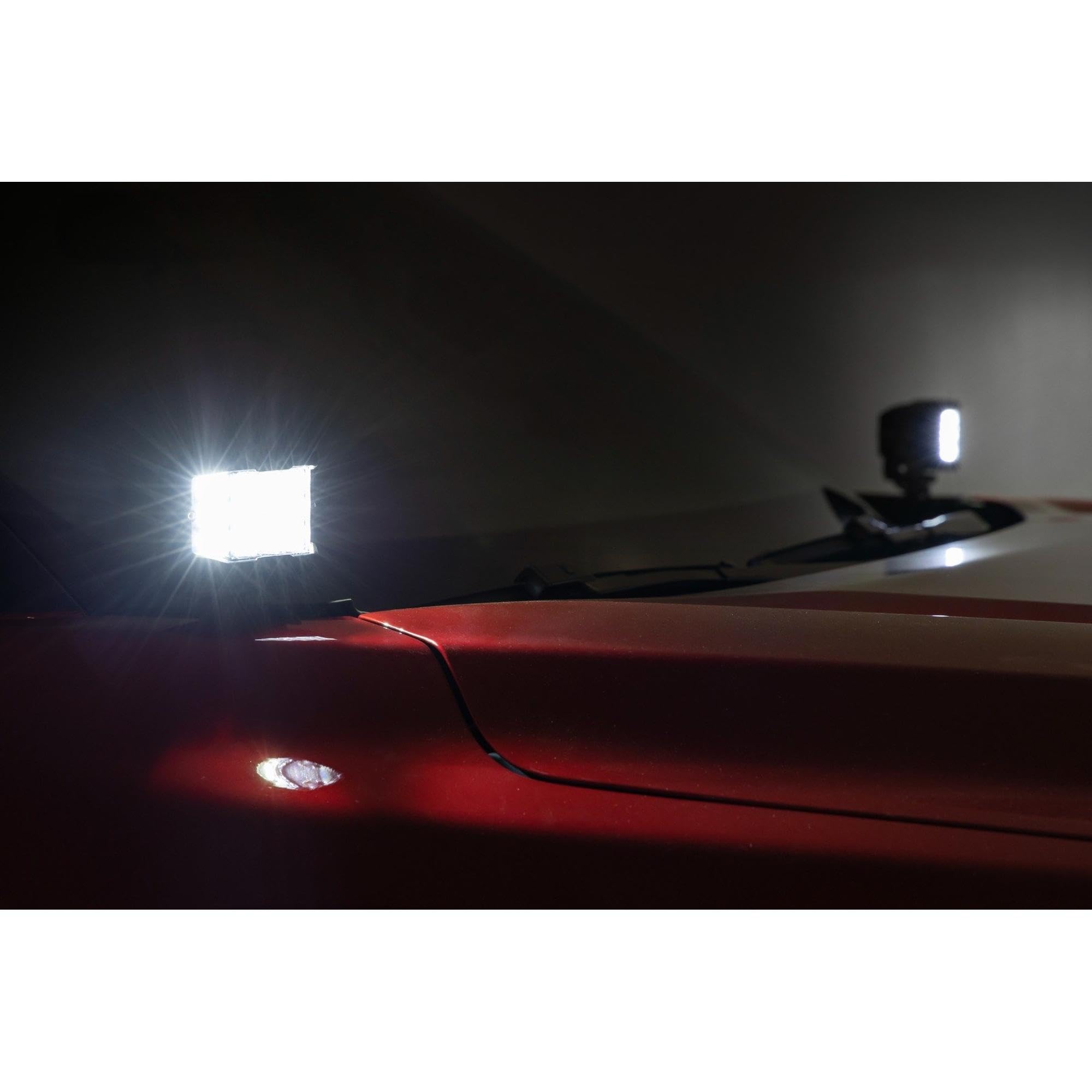 Rough Country Dual 2" LED Ditch Light Kit for Tundra Toyota (2022-2025) - (2) 2-in Black Series LED Cubes, Amber DRL