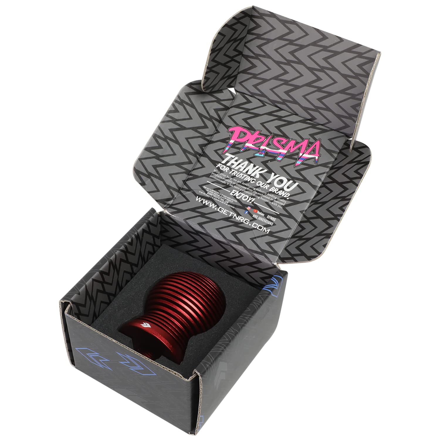 NRG Innovations Universal Aluminum SK-702RD Shift Knob with Thread Adapters, Heat Sink Spheric Style, 50mm OD x 65mm H, Red