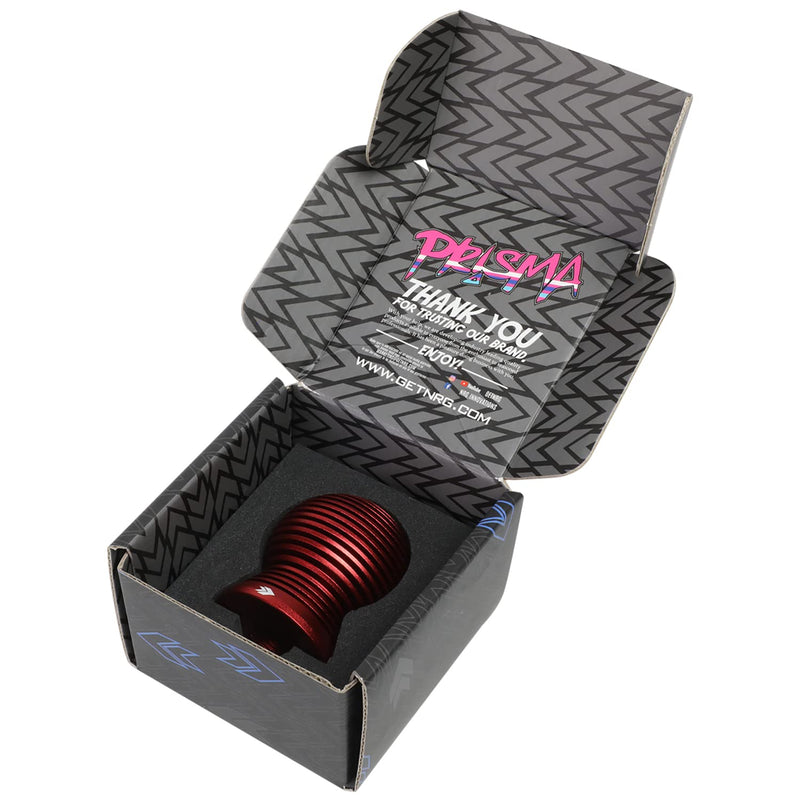NRG Innovations Universal Aluminum SK-702RD Shift Knob with Thread Adapters, Heat Sink Spheric Style, 50mm OD x 65mm H, Red