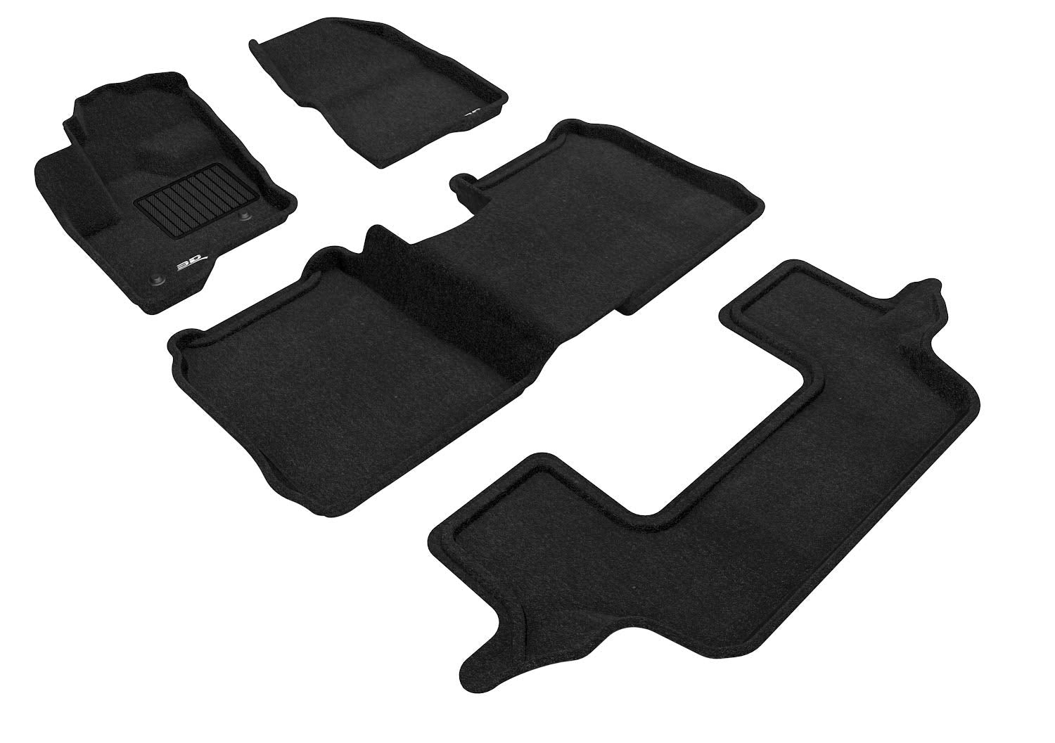 3D MAXpider Elegant Custom Fit Floor Mat (Black) for 2009-2019 Ford Flex - 1ST Row 2ND Row 3RD Row