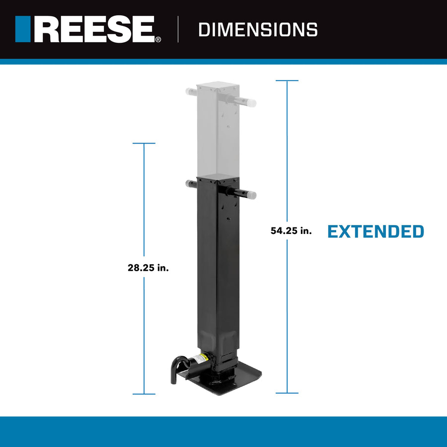 Pro Series REESE 1400950376 Weld On Trailer Jack, 12,000 lbs. Capacity, Sidewind Crank, No Mount Square Jack Tube, 12-1/2 Inch Travel