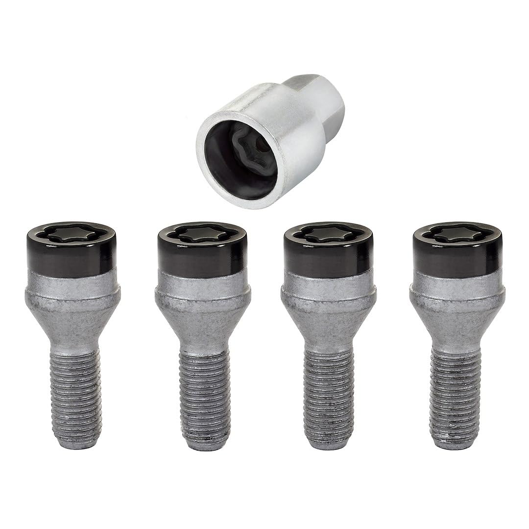 McGard Chrome Bolt Style 27178 Cone Seat Wheel Locks (M12 x 1.5 Thread Size) Set of 4, Black
