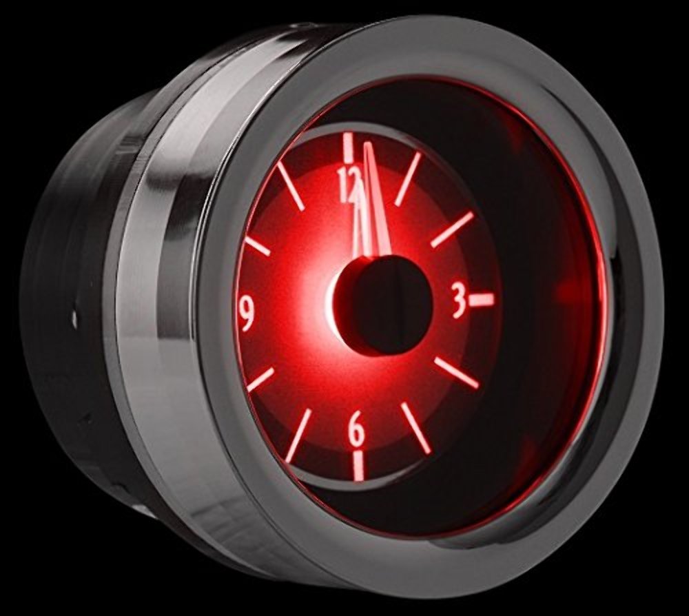 58-62 Chevy Corvette Dakota Digital Analog Clock Gauge use with VHX gauges only Silver Alloy Red Backlighting VLC-58C-VET-S-R